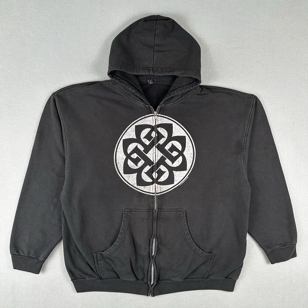 Y2K Breaking Benjamin Hoodie Men's 2XL Faded Black Full Zip Rock Grunge